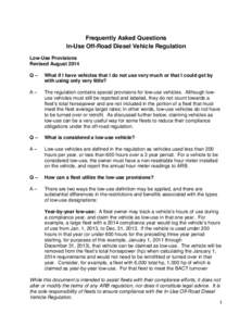 In-Use Off-road Diesel Vehicle Regulation - Low-Use Provisions FAQ