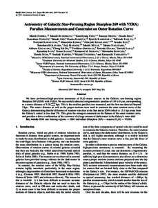 PASJ: Publ. Astron. Soc. Japan 59, 889–895, 2007 October 25 c[removed]Astronomical Society of Japan.  Astrometry of Galactic Star-Forming Region Sharpless 269 with VERA: Parallax Measurements and Constraint on Outer Rot