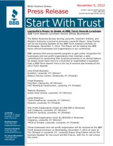 Better Business Bureau  November 5, 2012 Press Release