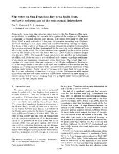 JOURNAL OF GEOPHYSICAL RESEARCH, VOL. 105, NO. B l l , PAGES 25,543-25,552, NOVEMBER 10,2000  Slip rates on San Francisco Bay area faults from anelast ic deformat ion of the continental lithosphere Eric L. Geist a n d D.