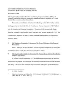 SRO FICC: Notice of Filing of Proposed Rule Change to Provide Interpretive Guidance to Members Regarding the Criteria Used to Place Members on Surveillance Status