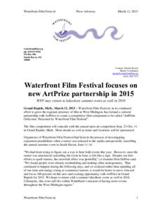 Waterfront Film Festival  Press Advisory March 12, 2015