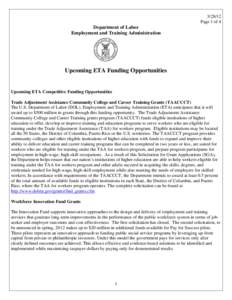 [removed]Page 1 of 4 Department of Labor Employment and Training Administration