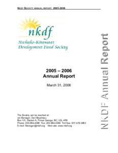 N KDF S OCIETY  ANNUAL REPORT[removed]