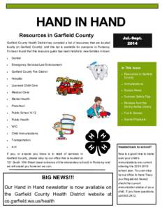 HAND IN HAND Resources in Garfield County Jul.-Sept. 2014