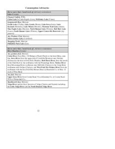 Consumption Advisories Eat no more than 1 meal/week of, Advisory contaminant Lake (County) &hannel &at¿Vh, PCBs Cedar Lake in Cedar Rapids (Linn), McKinley Lake (Union) /arJemoXth %aVV, Mercury