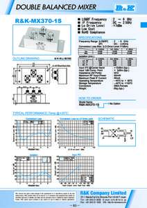 DOUBLE BALANCED MIXER  R&K reserves the right to make changes in the specifications of or discontinue products at any time without notice. R&K products shall not be used for or in connection with equipment that requires 