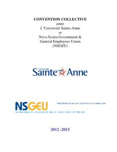 CONVENTION COLLECTIVE entre L’Université Sainte-Anne et Nova Scotia Government & General Employees Union