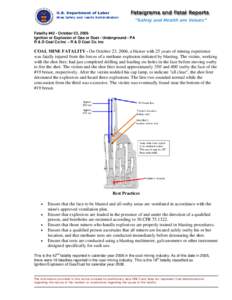 Fatality #42 - October 23, 2006 Ignition or Explosion of Gas or Dust - Underground - PA R & D Coal Co Inc – R & D Coal Co. Inc COAL MINE FATALITY - On October 23, 2006, a blaster with 25 years of mining experience was 