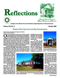 A Program of the Historic Preservation Division, Georgia Department of Natural Resources  Volume VII, No. 2 October 2007