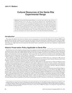 John H. Madsen  Cultural Resources of the Santa Rita