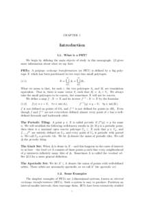 CHAPTER 1  Introduction 1.1. What is a PET? We begin by deﬁning the main objects of study in this monograph. §2 gives more information about what we say here.