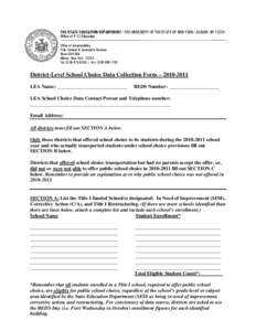 THE STATE EDUCATION DEPARTMENT / THE UNIVERSITY OF THE STATE OF NEW YORK / ALBANY, NY[removed]Office of P-12 Education Office of Accountability Title I School & Community Services Room 365 EBA Albany, New York 12234