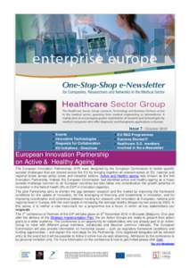menu  Issue 7 | October 2012…….  Events  Innovative Technologies  Requests for Collaboration