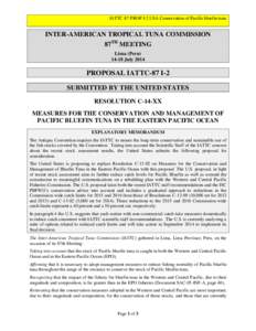 IATTC-87 PROP I-2 USA Conservation of Pacific bluefin tuna  INTER-AMERICAN TROPICAL TUNA COMMISSION 87TH MEETING Lima (Peru[removed]July 2014