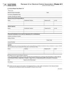 Renewal of an Electoral District Association Form 4-1 Elections Act Section 196(2) ✔ 