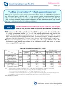 SMAM Market Keyword (No. 054）  For Information Only 28 April 2015  “Golden Week holidays” reflects economic recovery