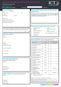 ICA Certificate & Diploma Programmes www.int-comp.org Enrolment Form Please complete in block capitals