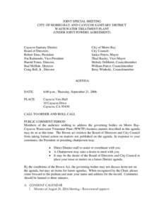 JOINT SPECIAL MEETING CITY OF MORRO BAY AND CAYUCOS SANITARY DISTRICT WASTEWATER TREATMENT PLANT (UNDER JOINT POWERS AGREEMENT)  Cayucos Sanitary District