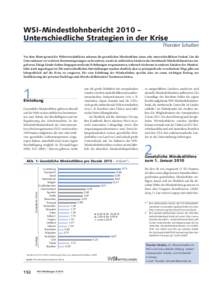 WSI-Mindestlohnbericht 2010 – Unterschiedliche Strategien in der Krise Thorsten Schulten
