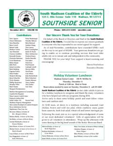 South Madison Coalition of the Elderly 128 E. Olin Avenue Suite 110 Madison, WI[removed]SOUTHSIDE SENIOR December 2014