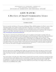 Microsoft Word - Lien Watch_ A Report of Small Community Liens May-June 2012 UPDATED[removed]docx