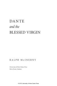 Da n t e and the Blessed Virgin R alph McIner ny University of Notre Dame Press