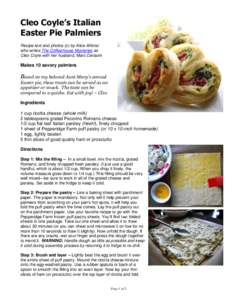 Cleo Coyle’s Italian Easter Pie Palmiers Recipe text and photos (c) by Alice Alfonsi who writes The Coffeehouse Mysteries as Cleo Coyle with her husband, Marc Cerasini