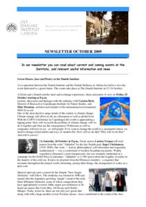 NEWSLETTER OCTOBER 2009 ________________________________________________________ In our newsletter you can read about current and coming events at the Institute, and relevant useful information and news _________________