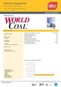 Business Magazines Circulation Certificate January to December 2014 Setting the standard  World Coal