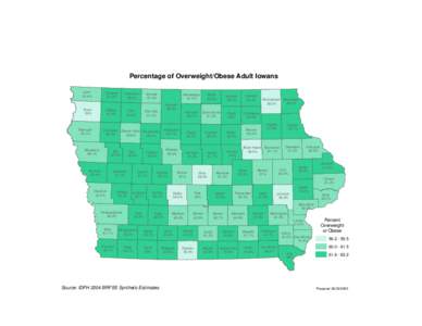 Percentage of Overweight/Obese Adult Iowans Lyon 61.4% Osceola 61.8%