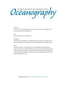 Oceanography THE OFFICIAL MAGAZINE OF THE OCEANOGRAPHY SOCIETY CITATION Rice, D.LWhat we should know in relation to what we do know. Oceanography 27(1):5, http://dx.doi.orgoceanog.