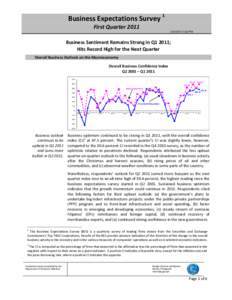 Business Expectations Survey 1 First Quarter[removed]:33 PM Business Sentiment Remains Strong in Q1 2011; Hits Record High for the Next Quarter