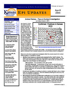 Bureau of Epidemiology & Public Health Informatics  E P I U P DA T E S April 2015