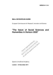 Social innovation / European Research Area / European Research Council / British Academy / European Institute of Innovation and Technology / European Science Foundation / Europe / Science and technology in Europe / Framework Programmes for Research and Technological Development