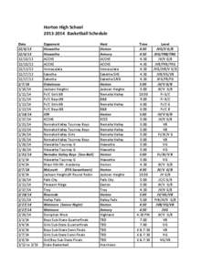 Horton High School[removed]Basketball Schedule Date[removed][removed]