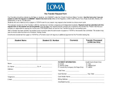 Fee Transfer Request Form