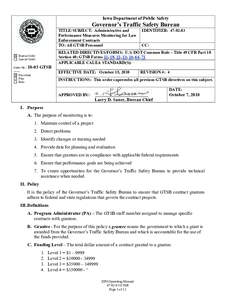 Iowa Department of Public Safety  Governor’s Traffic Safety Bureau TITLE/SUBJECT: Administrative and Performance Measures Monitoring for Law Enforcement Contracts