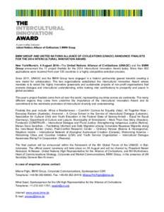Microsoft Word - Press Release - Finalists for the 2014 Intercultural Innovation Award