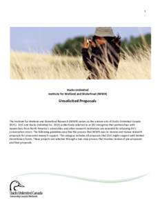 1  Ducks Unlimited Institute for Wetland and Waterfowl (IWWR)  Unsolicited Proposals