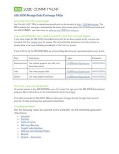 AIA 2030 Design Data Exchange FAQs Is the AIA 2030 DDx operational? Yes! The AIA 2030 DDx is indeed operational and can be located at http://2030ddx.aia.org. The AIA’s website has also been updated with the latest info