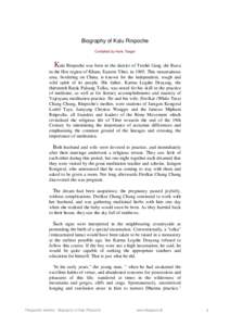 Biography of Kalu Rinpoche Compiled by Hans Taeger