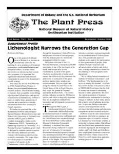 Department of Botany and the U.S. National Herbarium  The Plant Press National Museum of Natural History Smithsonian Institution New Series - Vol. 1 - No. 5