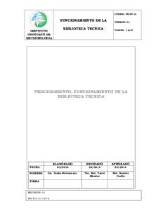 CÓDIGO: PR-ST-12  FUNCIONAMIENTO DE LA INSTITUTO URUGUAYO DE METEOROLOGIA