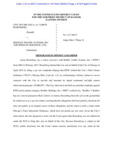 Case: 1:15-cvDocument #: 63 Filed: Page 1 of 36 PageID #:2294  IN THE UNITED STATES DISTRICT COURT FOR THE NORTHERN DISTRICT OF ILLINOIS EASTERN DIVISION CITY OF CHICAGO ex rel. AARON