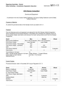 Reporting Committee – Events Other Committee – Constitution, Equipment, Executive Submission:  M11-11