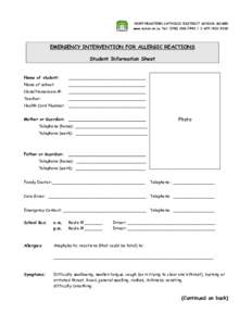 Microsoft Word - Anaphylaxis Student Information Form.doc