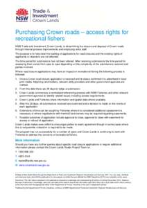 Purchasing Crown Roads – Access Rights For Recreational Fishers