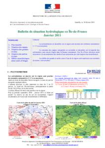 PREFECTURE DE LA RÉGION D’ILE-DE-FRANCE  Direction régionale et interdépartementale de l’environnement et de l’énergie d’Ile-de-France  Gentilly, le 10 février 2011