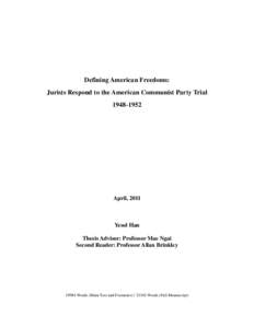 United States / Politics / Foley Square trial / Sacher v. United States / Smith Act / Communist Party USA / George W. Crockett /  Jr. / Learned Hand / American Civil Liberties Union / Politics of the United States / American communists / McCarthyism